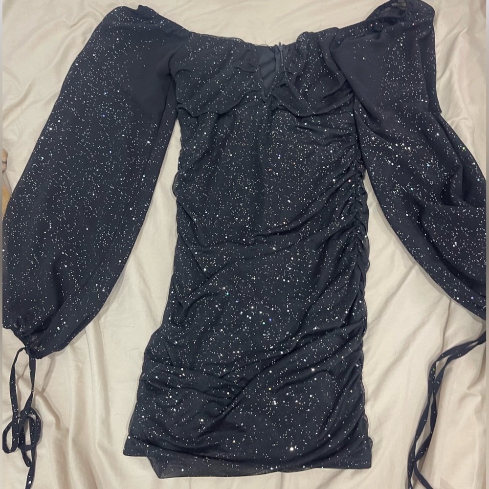 Black Glittery Women's Short Dress